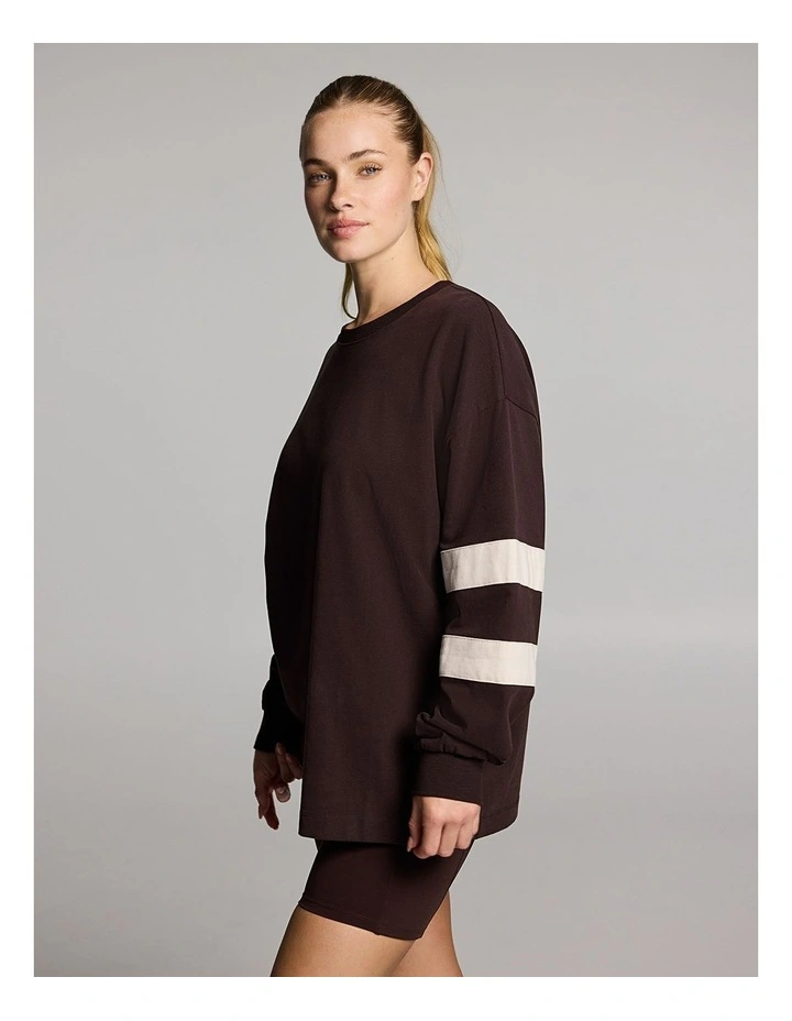 Blocked Long Sleeve Top in Cocoa image 3