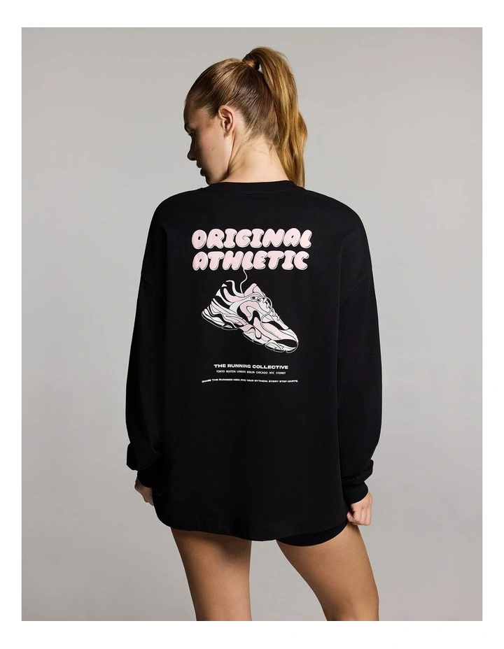 Baggy Fit Long Sleeve Tee in Black image 2