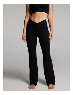 Luxesoft Twist Front Fashion Flared Pants in Black