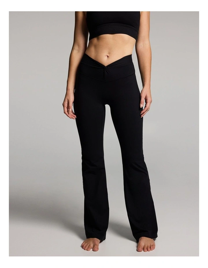 Luxesoft Twist Front Fashion Flared Pants in Black image 1