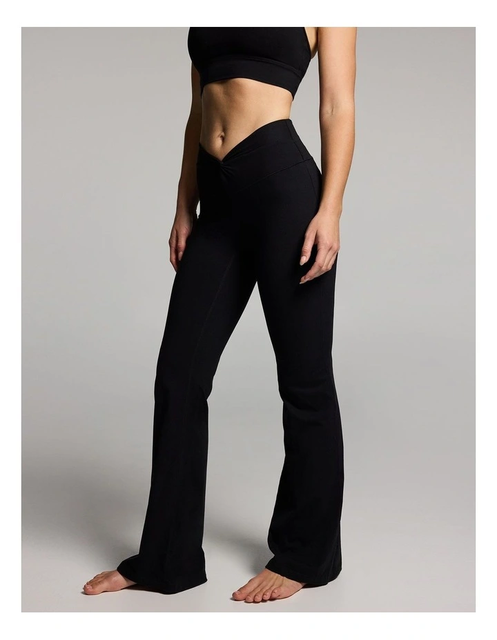 Luxesoft Twist Front Fashion Flared Pants in Black image 3
