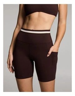 Tipped Pocket Quad Bike Shorts in Cocoa