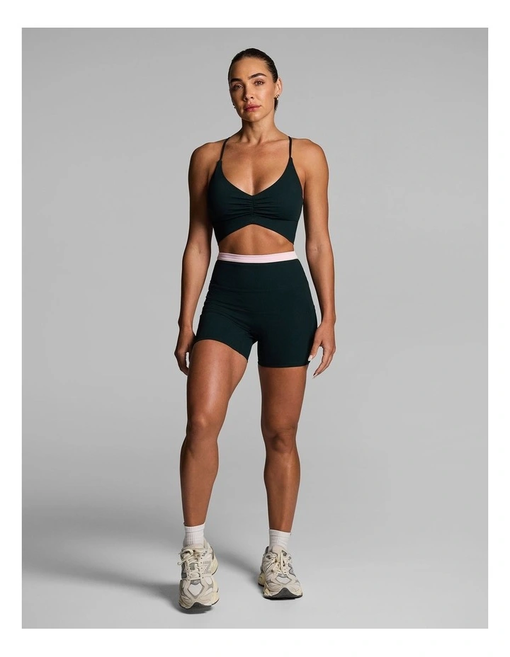 Rib Luxesoft Pocket Mid Thigh Bike Shorts in Forest image 6