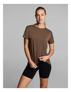 Crew Neck Relaxed Tee in Walnut