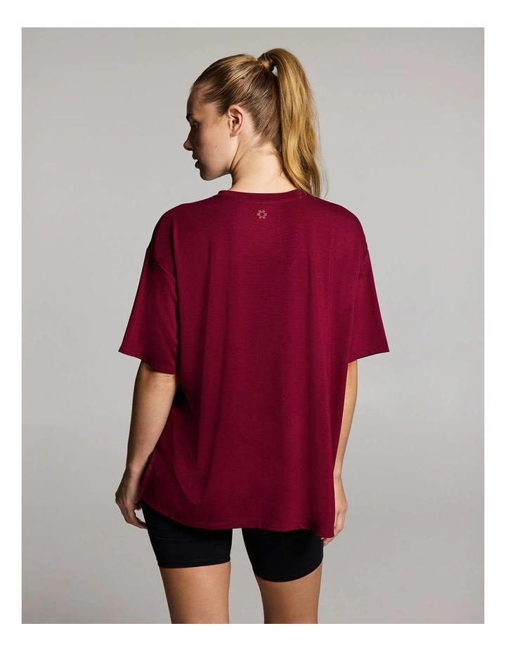 Relaxed Side Split Tee in Ruby image 2