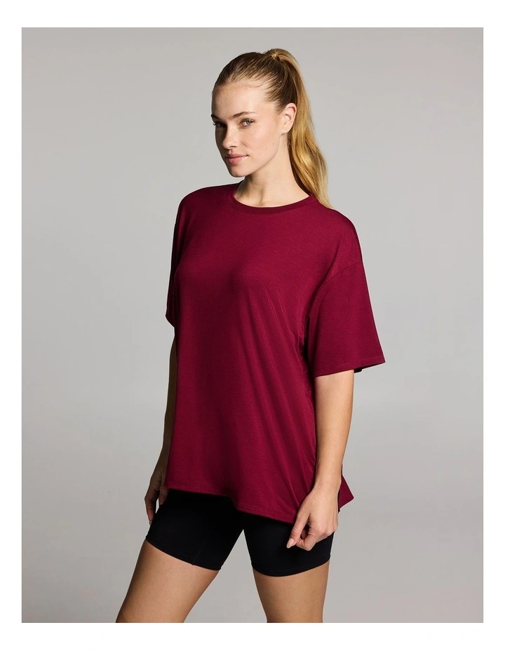 Relaxed Side Split Tee in Ruby image 3