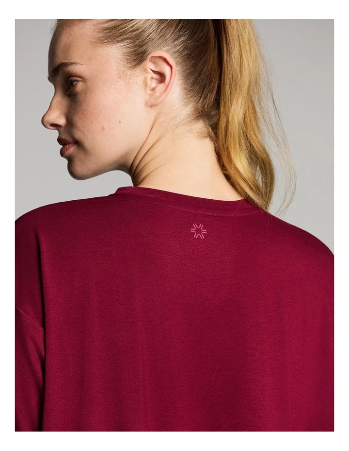 Relaxed Side Split Tee in Ruby image 4