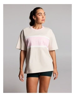 Blocked Loose Fit Tee in Alabaster