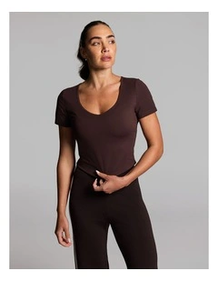 Side Stripe Knit Pants in Cocoa/Alabaster