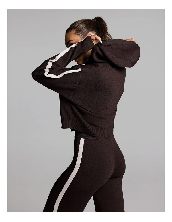 Stripe Side Knit Jacket in Cocoa/Alabaster image 2