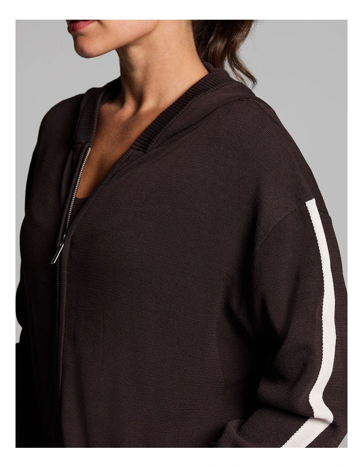 Stripe Side Knit Jacket in Cocoa/Alabaster image 4