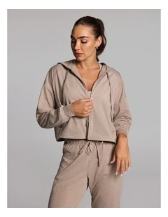 Balance Relaxed Cropped Hoodie in Latte Marle