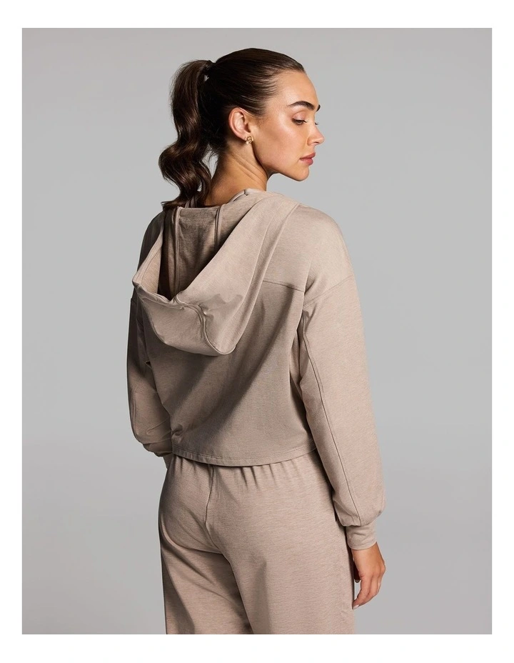 Balance Relaxed Cropped Hoodie in Latte Marle image 2