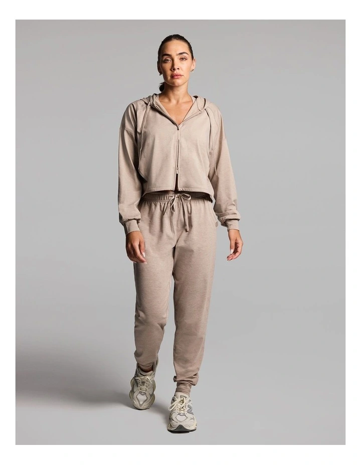 Balance Relaxed Cropped Hoodie in Latte Marle image 5