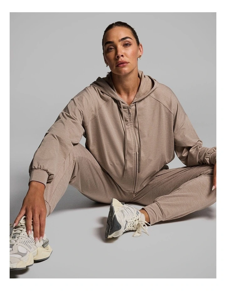 Balance Relaxed Cropped Hoodie in Latte Marle image 6