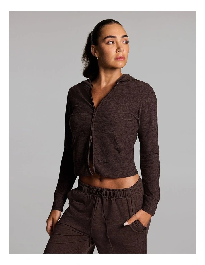 Balance Fitted Zip Through Hoodie in Cocoa Marle image 1