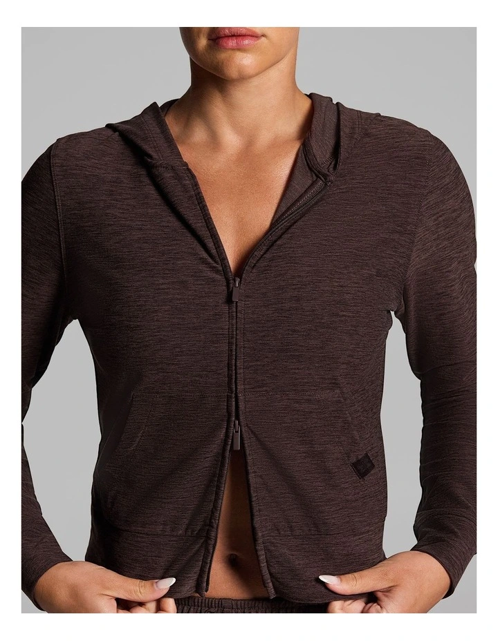 Balance Fitted Zip Through Hoodie in Cocoa Marle image 4
