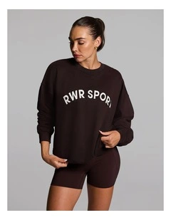 Cotton Fleece Crew Neck Sweat Top in Cocoa