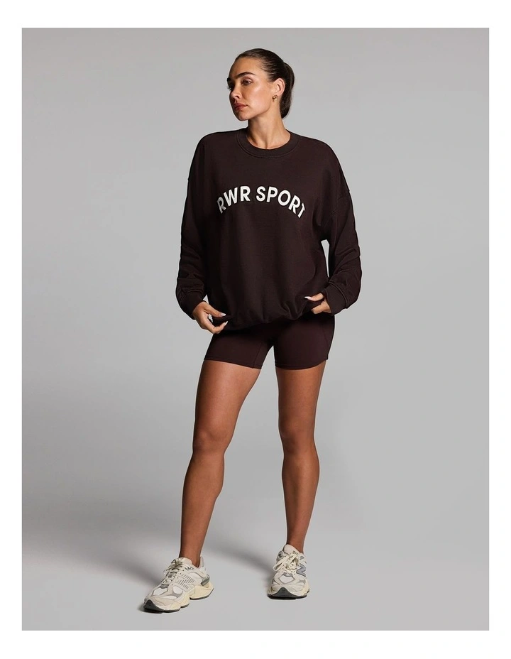 Cotton Fleece Crew Neck Sweat Top in Cocoa image 5