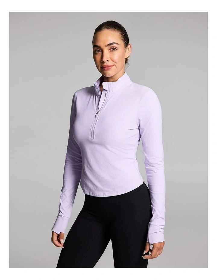 Luxesoft Rib Half Zip Top in Sweet Violet image 3