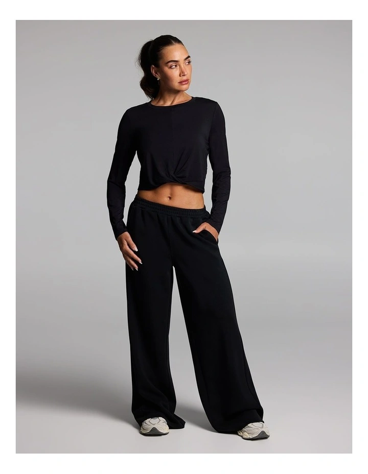 Twist Front Long Sleeve Top in Black image 6