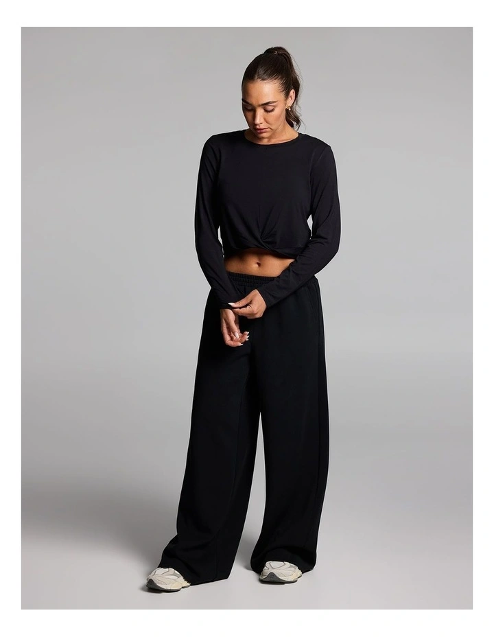 Twist Front Long Sleeve Top in Black image 7