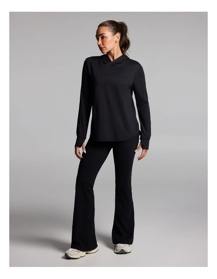 Activate Brushed Hooded Long Sleeve Top in Black image 5