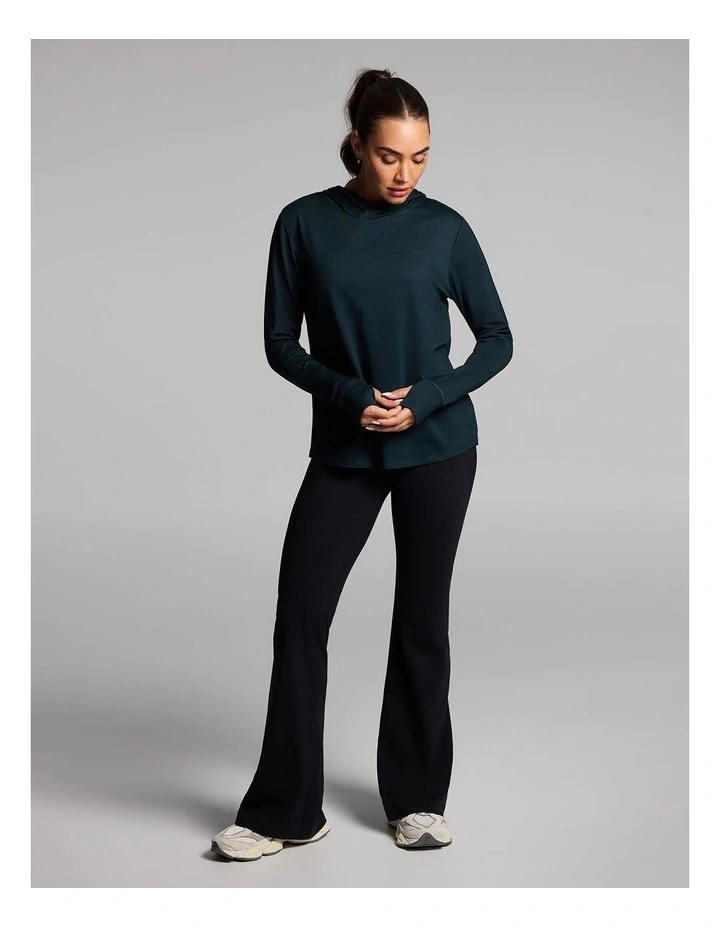 Activate Brushed Hooded Long Sleeve Top in Forest image 5