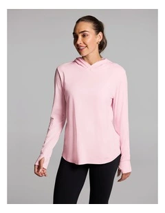 Activate Brushed Hooded Long Sleeve Top in Rose Quartz