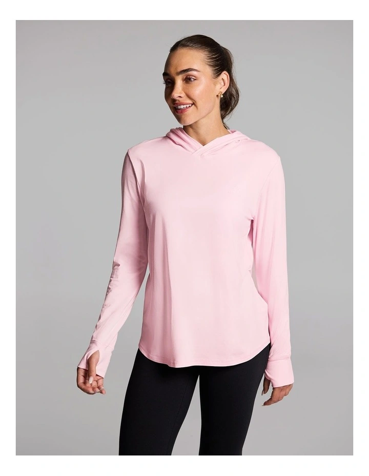 Activate Brushed Hooded Long Sleeve Top in Rose Quartz image 1