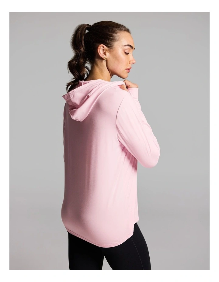 Activate Brushed Hooded Long Sleeve Top in Rose Quartz image 2