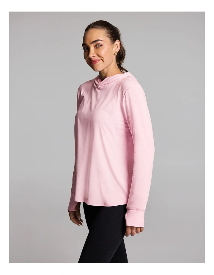 Activate Brushed Hooded Long Sleeve Top in Rose Quartz image 3