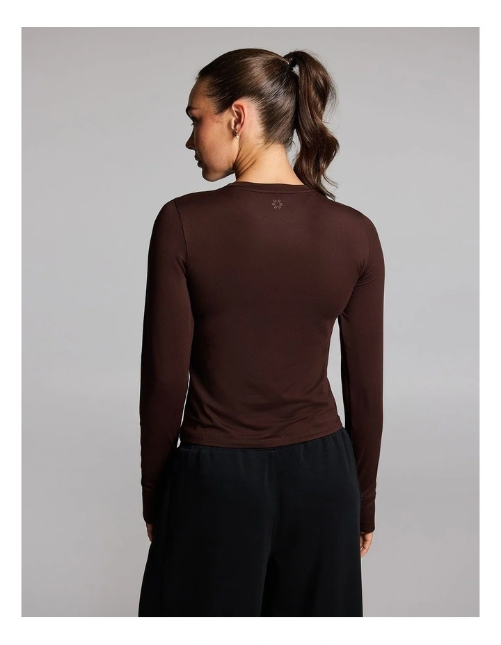 Activate Brushed Long Sleeve Top in Cocoa image 2