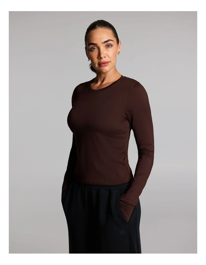 Activate Brushed Long Sleeve Top in Cocoa image 3