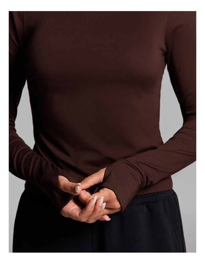 Activate Brushed Long Sleeve Top in Cocoa image 4