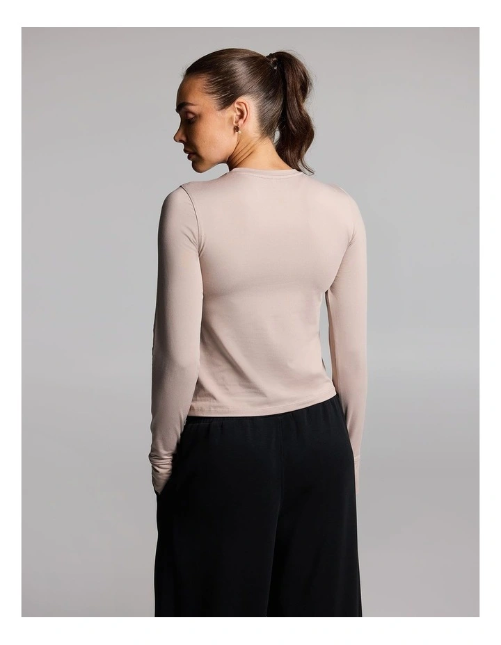 Activate Brushed Long Sleeve Top in Latte image 2