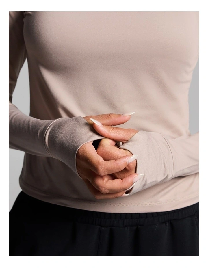 Activate Brushed Long Sleeve Top in Latte image 4