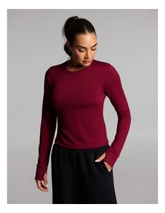 Activate Brushed Long Sleeve Top in Ruby