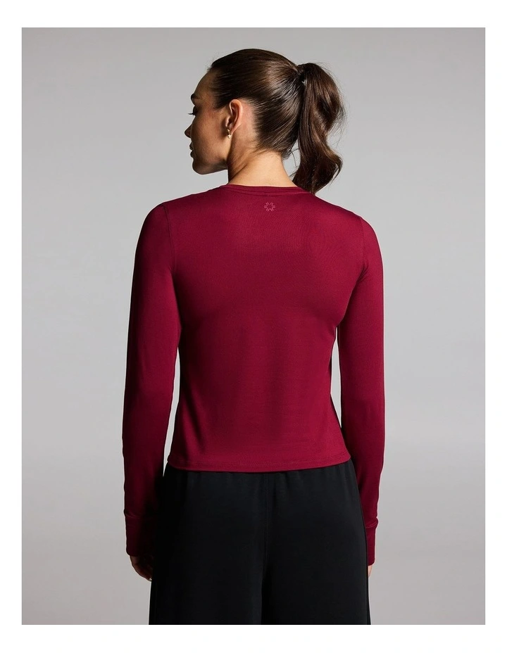 Activate Brushed Long Sleeve Top in Ruby image 2