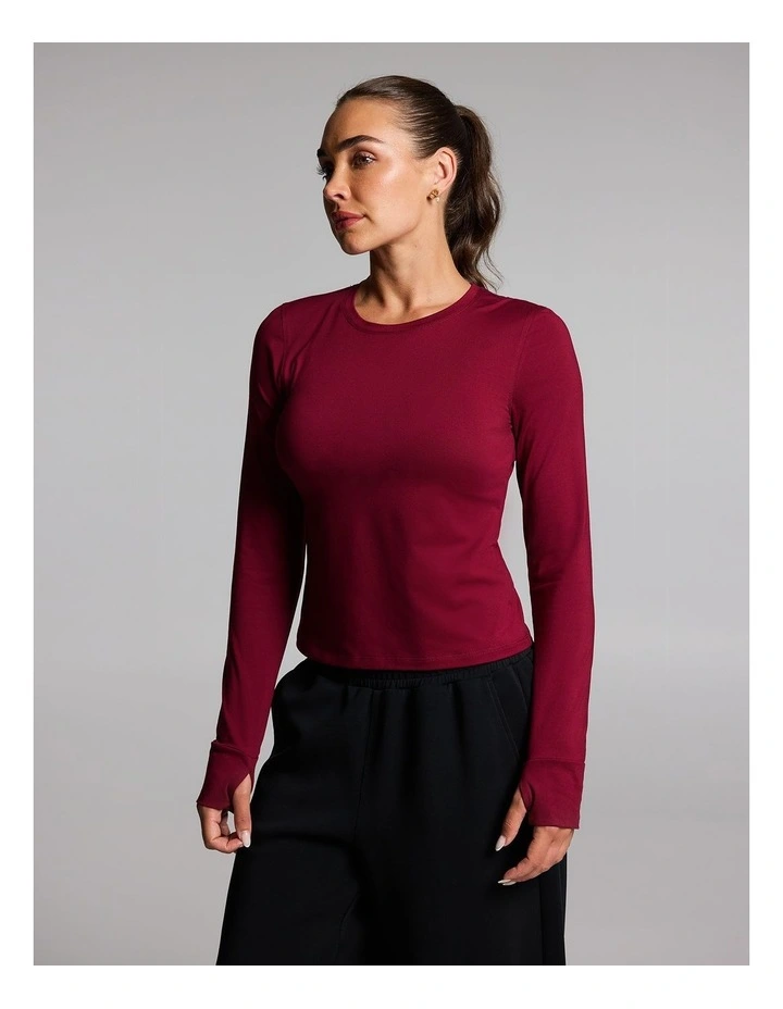 Activate Brushed Long Sleeve Top in Ruby image 3