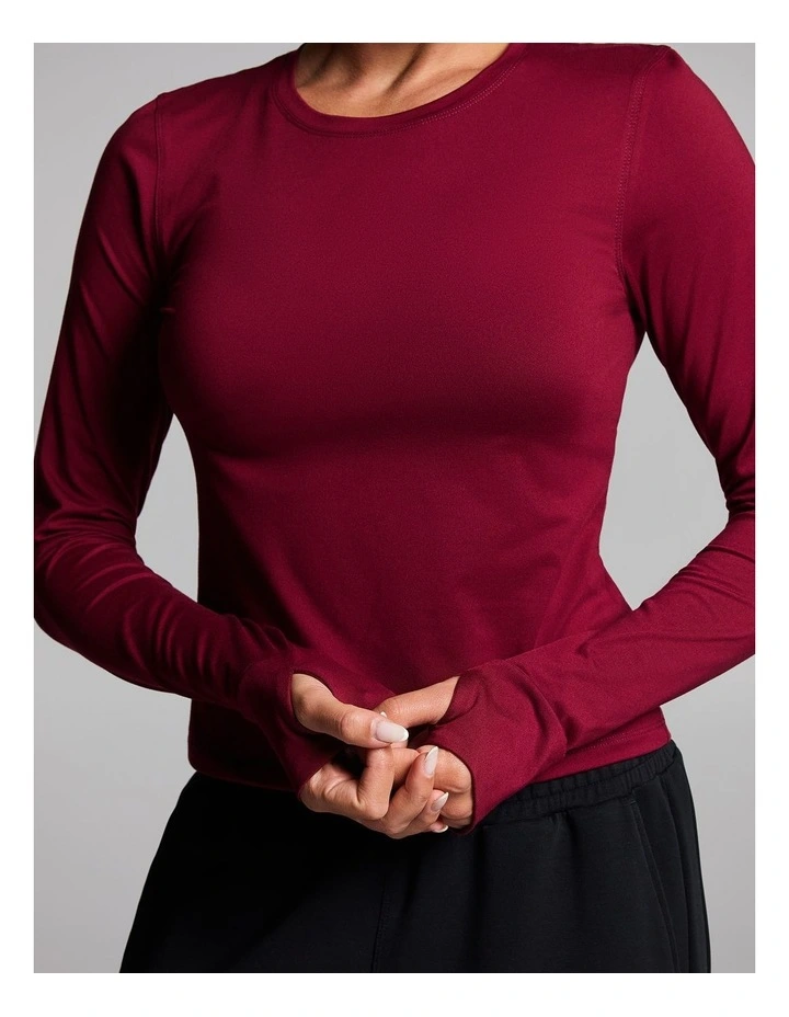 Activate Brushed Long Sleeve Top in Ruby image 4