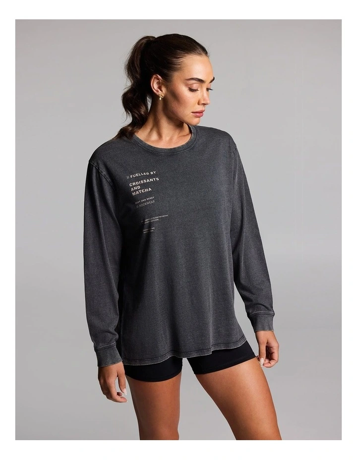Loose Fit Long Sleeve Tee in Black Acid image 1