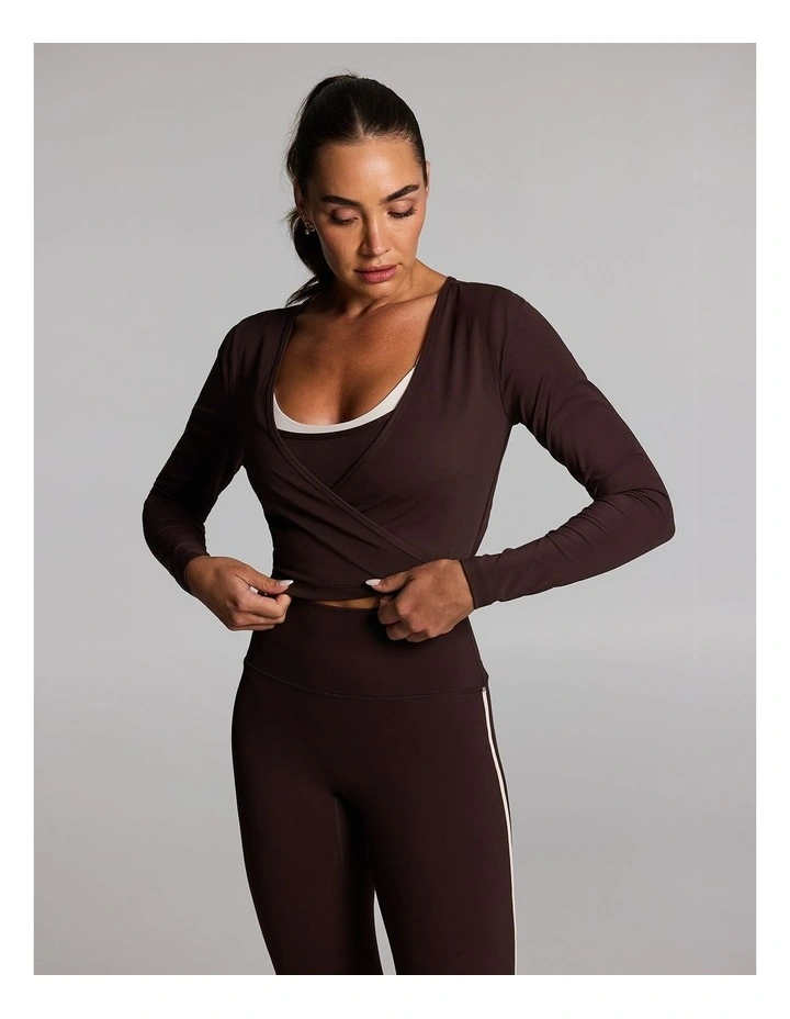 Base One Wrap Long Sleeve Top in Cocoa image 1