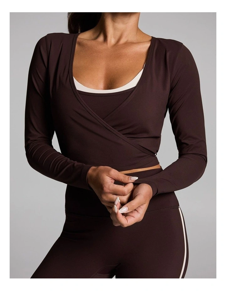 Base One Wrap Long Sleeve Top in Cocoa image 4