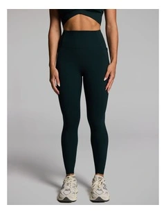 Luxesoft No Front Seam Pocket Full Length Tights in Forest