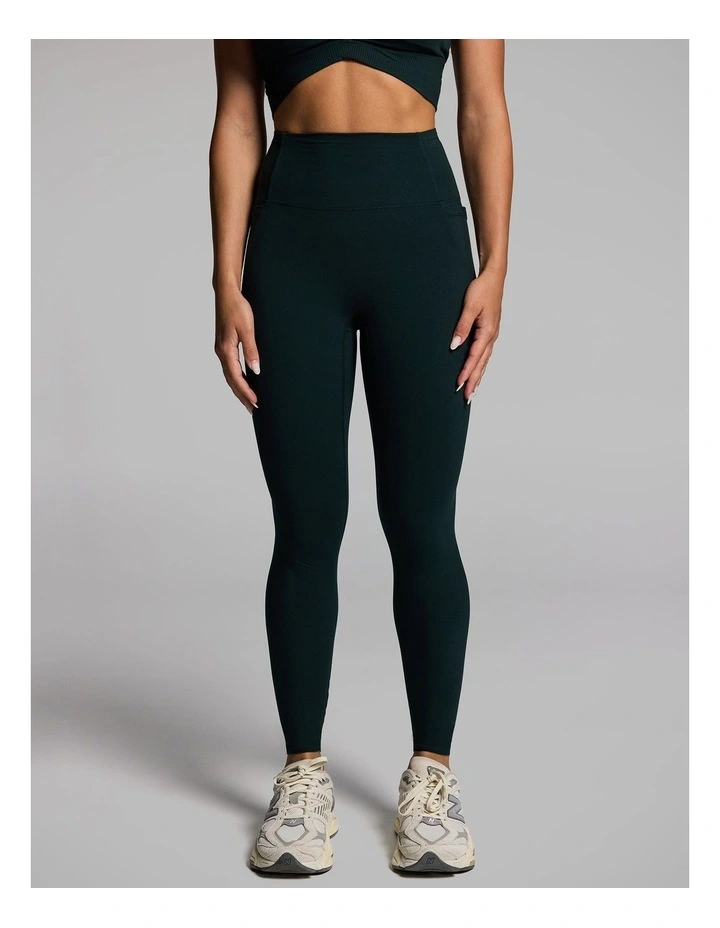 Luxesoft No Front Seam Pocket Full Length Tights in Forest image 1