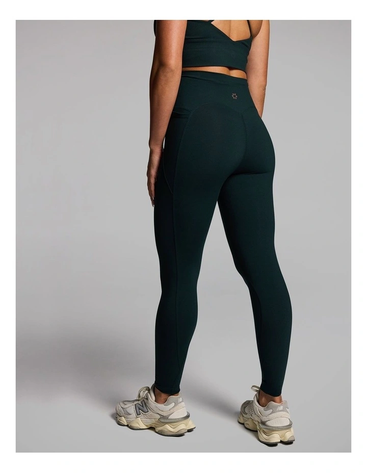 Luxesoft No Front Seam Pocket Full Length Tights in Forest image 2