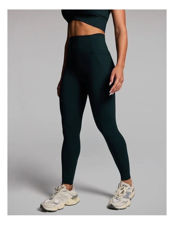 Luxesoft No Front Seam Pocket Full Length Tights in Forest image 3