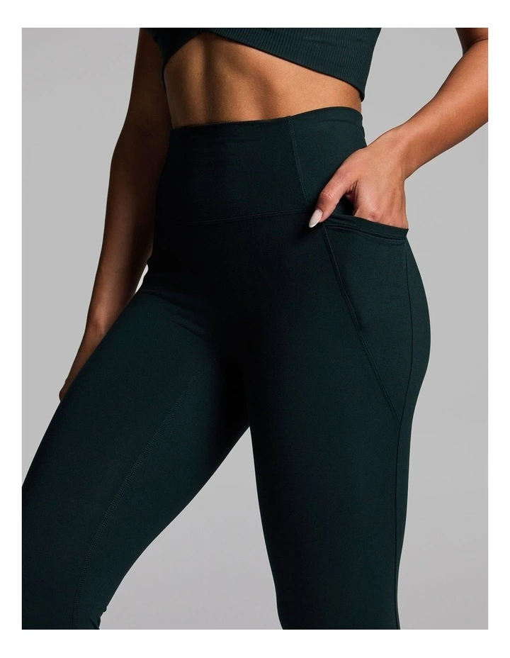 Luxesoft No Front Seam Pocket Full Length Tights in Forest image 4