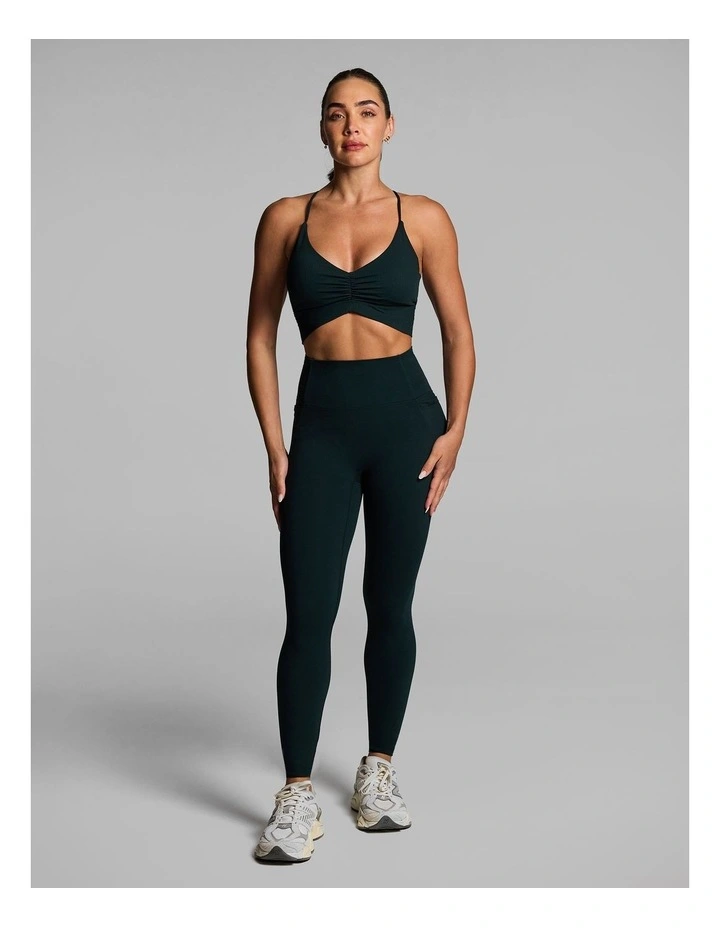 Luxesoft No Front Seam Pocket Full Length Tights in Forest image 5